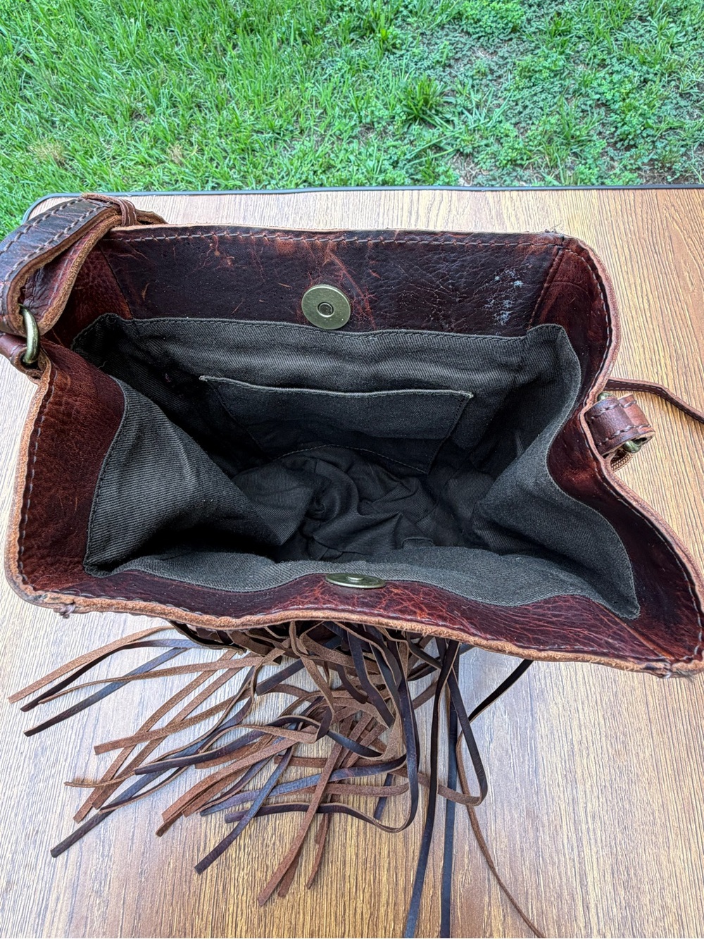 Genuine Leather Fringe Crossbody Bag Brown Boho Western Festival Purse - Picture 13 of 15